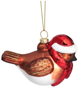 Üveg kézzel készített karácsonyfadísz 5 cm Robin – Sass &amp; Belle