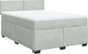 vidaXL világosszürke bársony rugós ágy matraccal 140x190 cm