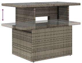 9 Részes Kerti Kanapé Készlet Párnákkal Szürke Poly Rattan