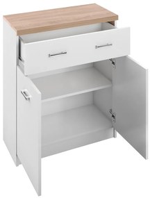 Komód 2D1S/60, fehér/sonoma tölgy, TOPTY TYP 41