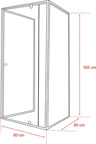 Flexi 80x80 cm falsíkra szerelhető szögletes zuhanykabin zuhanytálca nélkül