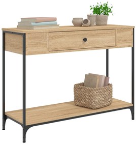 sonoma tölgy színű szerelt fa dohányzóasztal 100 x 34,5 x 75 cm