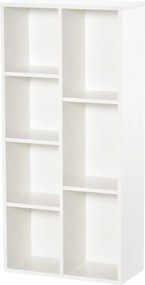 HOMCOM Fa Könyvespolc 7 Tárolórekesszel Növényekhez és Dokumentumokhoz, 50x24x106 cm, Fehér | Aosom
