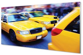 Üvegképek Sárga taxi Város 125x50 cm