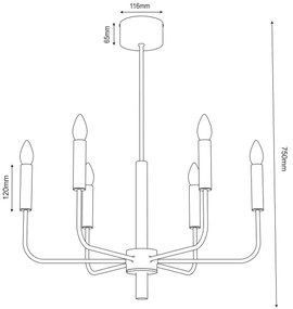 Csillár zsinóron AKASYA 6xE14/15W/230V fekete/arany