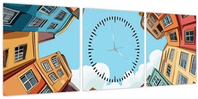 Kép - Házak között (órával) (90x30 cm)