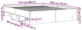barna tölgy színű szerelt fa ágykeret matrac nélkül 150x200 cm