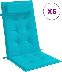 vidaXL 6 db türkizkék oxford szövet magas háttámlájú székpárna