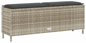 világosszürke polyrattan kerti pad párnával 110x30x40,5 cm