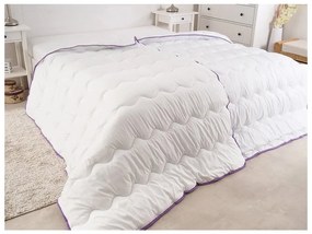 Egész éves steppelt takaró 140x200 cm párnával STELLA LAVENDER 70x90 cm, fehér