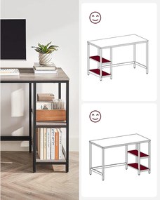 Íróasztal 120x60 cm, számítógépes asztal 2 polccal bal vagy jobb oldalon, greige