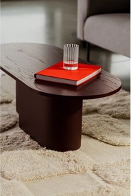 Borvörös dohányzóasztal tölgyfa dekoros asztallappal 50x115 cm Looi – noo.ma