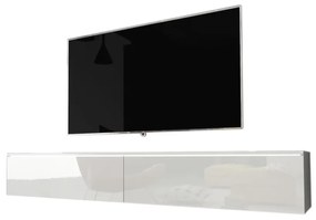 MENDES D 180 TV asztal, 180x30x32, fehér/fehér fényes