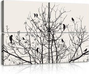 Vászonkép 120x80 Madarak az ágakon fa minimalizmus természet grafika