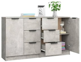 2 db betonszürke szerelt fa tálalóasztal 60 x 30 x 70 cm