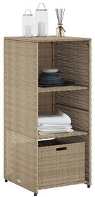 bézs polyrattan kerti tárolószekrény 50 x 55 x 115 cm