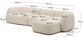 Krémszínű zsenília sarokkanapé (jobb oldali-heverő résszel) Martina – Kave Home