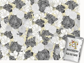 Fotótapéta Flizelina Természet Virágok Fehér Szürke Rózsák Csokor 100x75 ragasztó