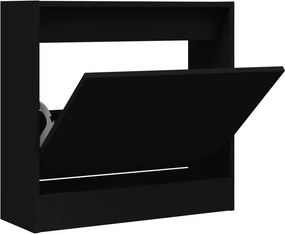 vidaXL fekete szerelt fa cipőszekrény 60 x 21 x 57 cm