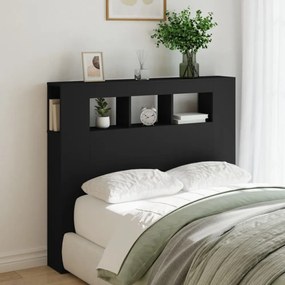 fekete szerelt fa LED-es fejtámla 120x18,5x103,5 cm