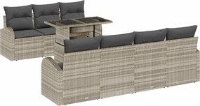 vidaXL Kerti Kanapé Szett párnával 8 pcs Világosszürke Poly Rattan