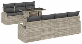 vidaXL Kerti Kanapé Szett párnával 8 pcs Világosszürke Poly Rattan