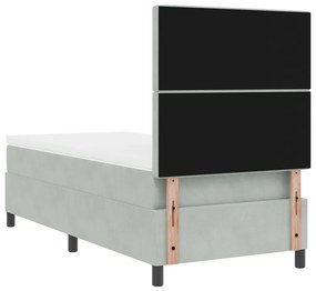 Boxspring Ágy Matrac Könnyű Szürke Egyszemélyes Bársonyos