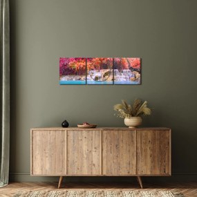 Türkiz lagúna, Laosz, Tat Kuang Si képe (órával) (90x30 cm)