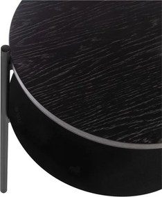 Fekete éjjeliszekrény tölgyfa dekoros asztallappal Tu – noo.ma