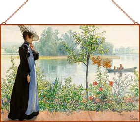 Carl Larsson - Karin by the shore üvegkép, falikép