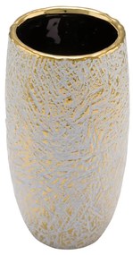 Rusztikus antikolt Kerámia váza fehér arany 40 cm