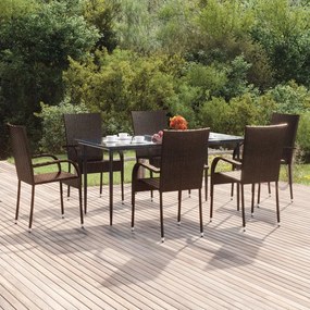 7 részes barna polyrattan kerti étkezőgarnitúra
