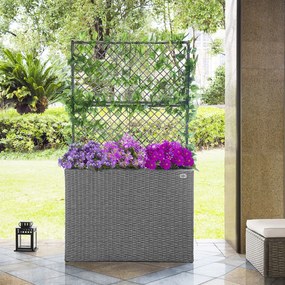 Casaria® Virágtartó boxszal és rácsozatttal - szürke