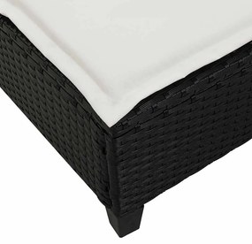 fekete polyrattan napozóágy párnákkal 55x200x25,5 cm