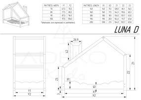 Luna Drom borovi fenyő házikó ágy, 90 x 200 cm - Adeko