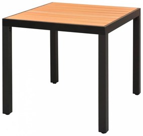 Barna alumínium és WPC kerti asztal 80 x 80 x 74 cm