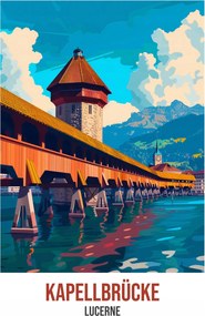 Poszter 39,5x55cm Kapellbrücke, Lucerne