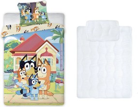 Bluey Family Home gyerek, ovis ágyneműhuzat és paplan/párna szett 100x135 cm 40x60 cm