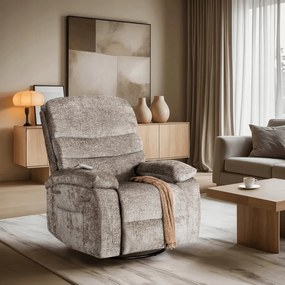 Elektromosan Vezérelhető Masszázsfunkciós Relaxfotel Fotel Barnás-Bézs Színben. BRUCE