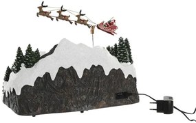 Karácsonyi falu zenélő világító életkép télapó szánnal 38X26,5X29 cm