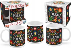 Bögre Lengyel Folk Virágok fekete felirat horgász ajándék