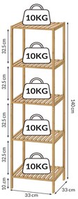 Casaria® Bambusz polc - 140x33x33 cm