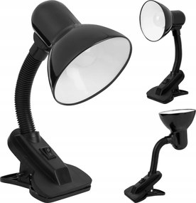 LED-es asztali lámpa csiptetős iskolai olvasóasztali lámpa fekete E27