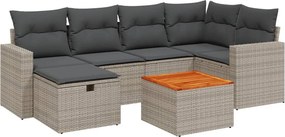 vidaXL 7 részes szürke polyrattan kerti ülőgarnitúra párnákkal