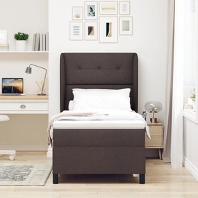 Boxspring Ágy Matrac Fekete Barna 100x200 cm Szövet