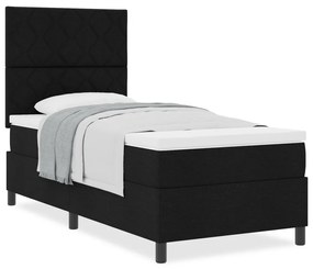 Box Spring Ágy Matrac Fekete Egyszemélyes Szövet