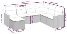 7 részes bézs polyrattan kerti ülőgarnitúra párnákkal