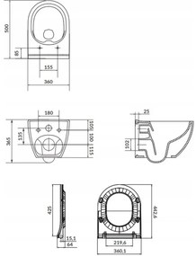 Cersanit City Square, antibakteriális WC ülőke hőre keményedő, fehér, K98-0125