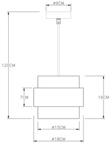 Globo 15560H - Csillár zsinóron MILEY 1xE27/60W/230V fekete/sárgaréz