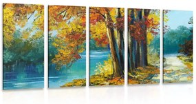 5-részes kép festett fák őszi színekben